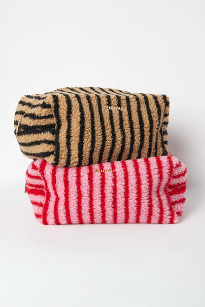 Teddy make-up tas met strepen - rood
