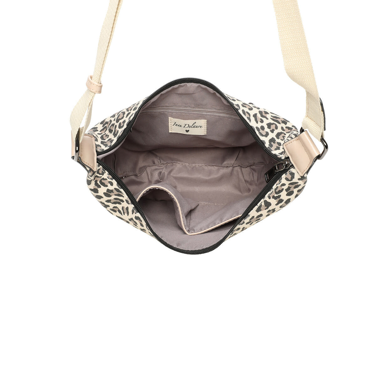 Ines Delaure: handtas schoudertas - leo beige