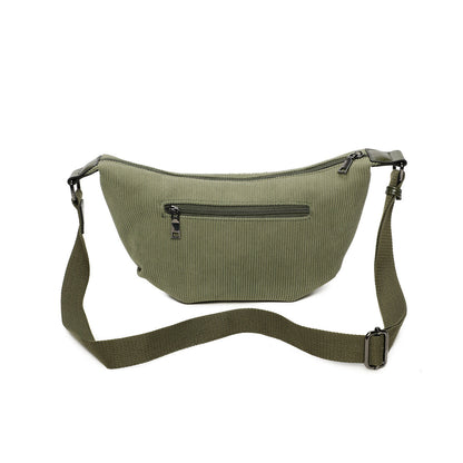 Ines Delaure: handtas schoudertas - cordoruy - kaki