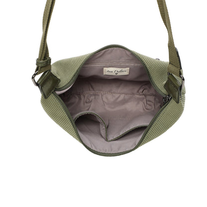 Ines Delaure: handtas schoudertas - cordoruy - kaki
