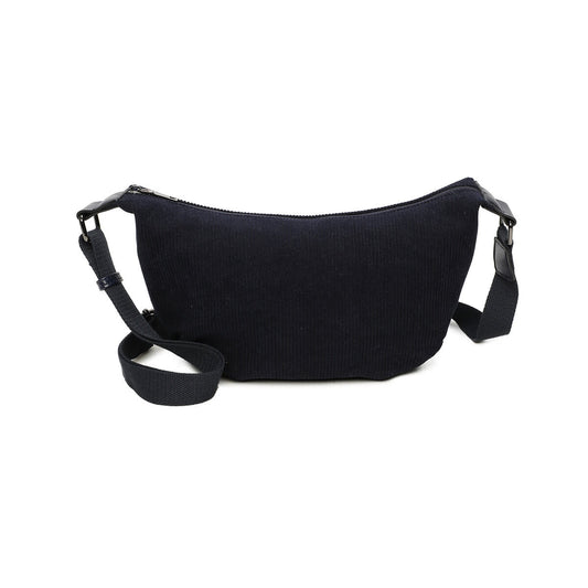 Ines Delaure: handtas schoudertas - cordoruy - donkerblauw