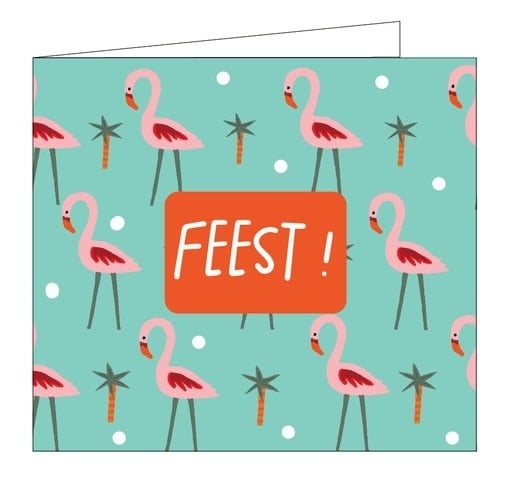 Hil Claesen: kaart - feest flamingo's