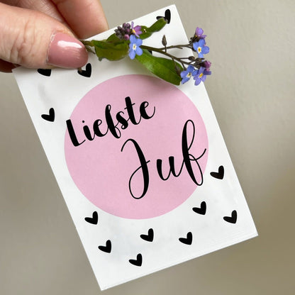 Sproetiz: Zakje bloemzaadjes - vergeet me nietjes - Liefste Juf