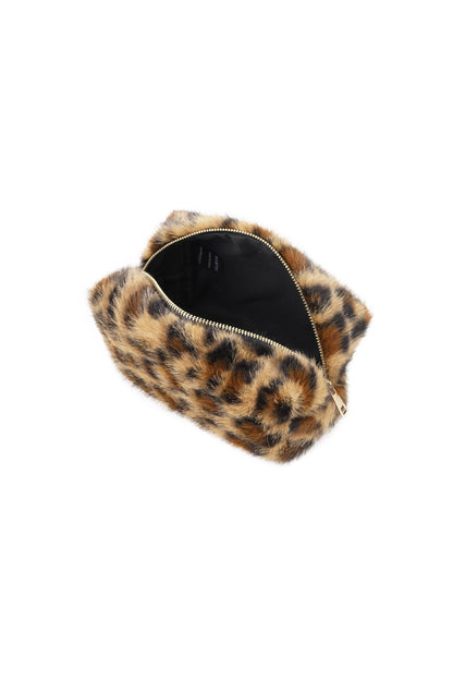 Yehwang: make-up tas zachte luipaard - grijs