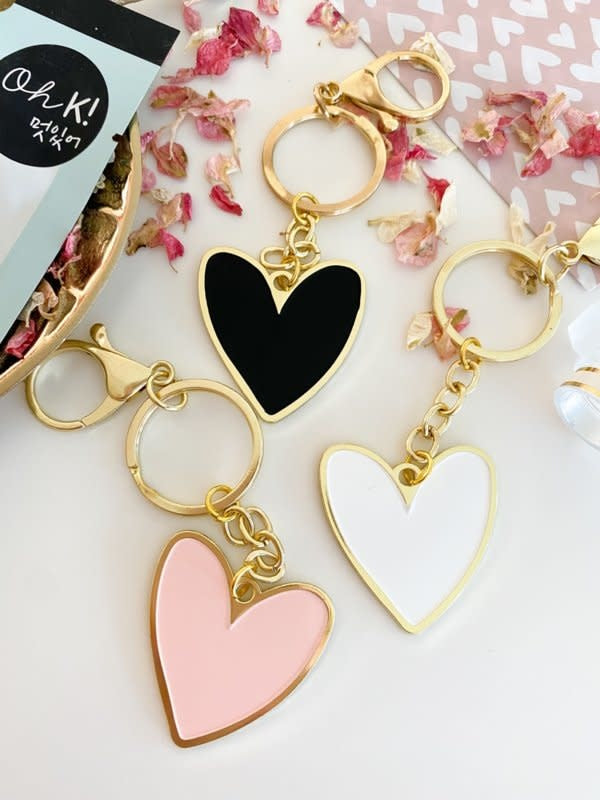 Stationery & gift Sleutelhanger | Wit/ Een hartje van goud