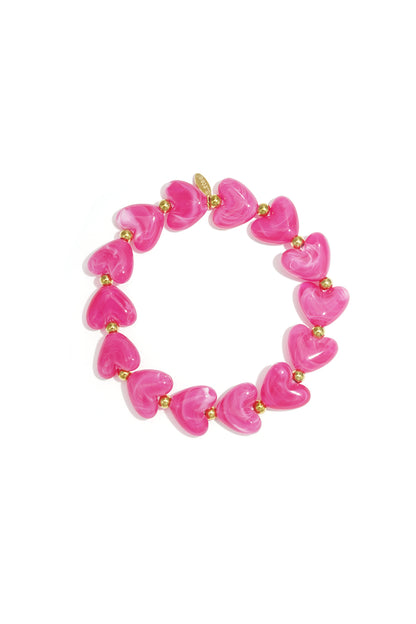 Elastieken hartjes kralenarmband