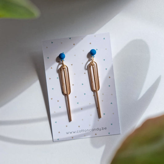 Cotton candy oorbellen goud en blauw