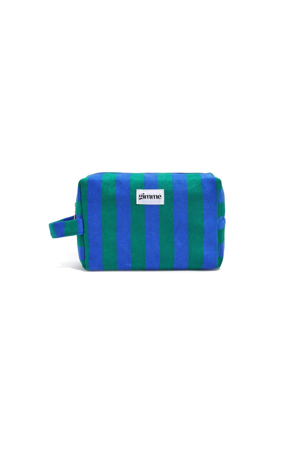 Yehwang: Make-up tasje badstof  met strepen - groen/blauw