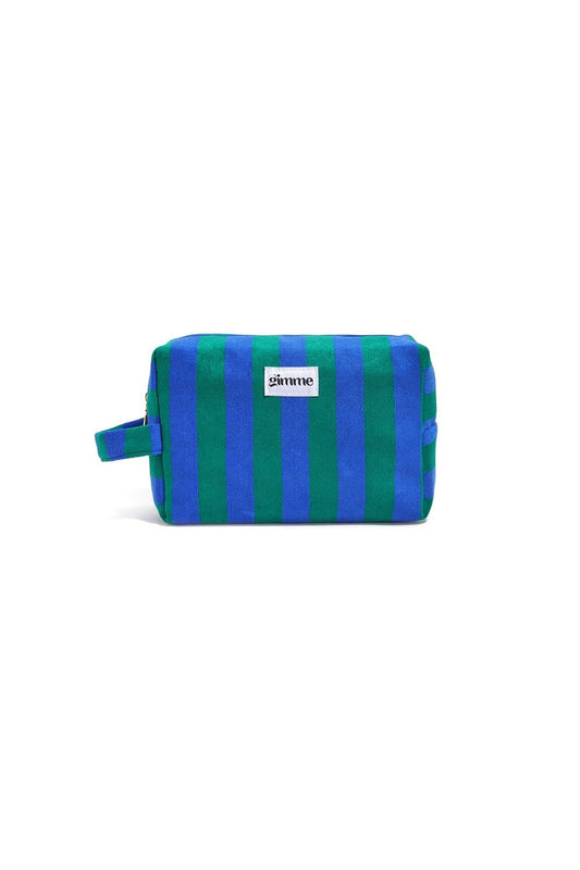 Yehwang: Make-up tasje badstof  met strepen - groen/blauw
