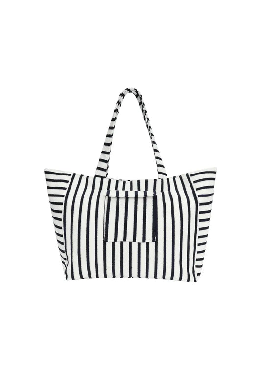 Yehwang: Shopper (01) - badstof - donkerblauw/wit