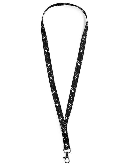 zoedt Keycord/sleutelhanger zwarte dots en hartjes patroon