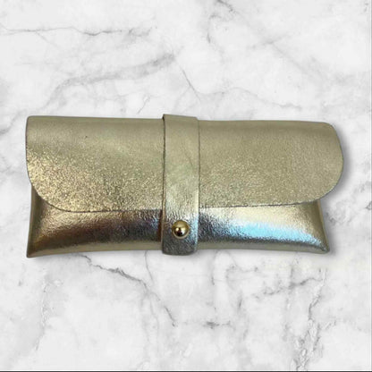 Wauw: Zonnebriltasje leder - goud