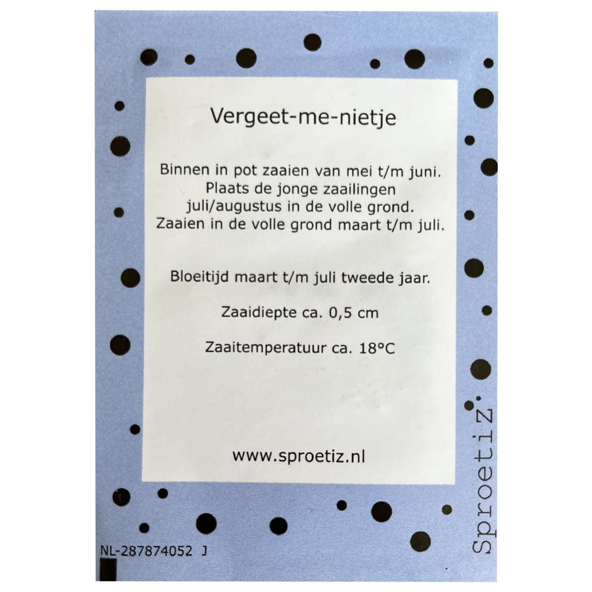 Sproetiz: Zakje bloemzaadjes - vergeet me nietjes - Geniet!