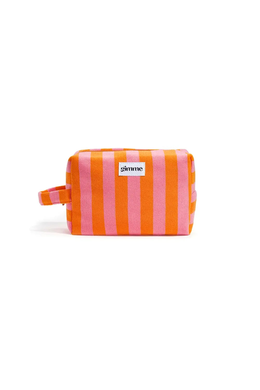 Yehwang: Make-up tasje badstof  met strepen - roze/oranje