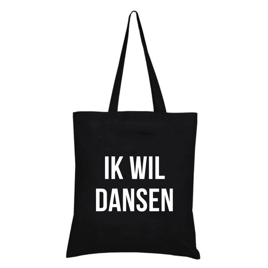 Karen François:  totebag - IK WIL DANSEN - zwart