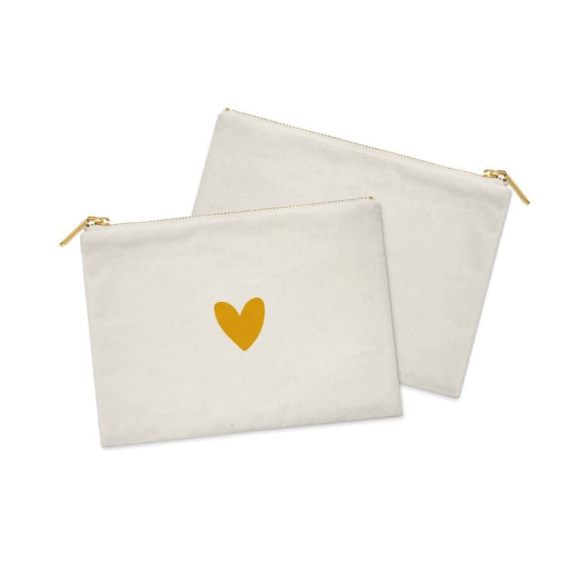 Stationery & gift Cosmetic Bag / Etui | White  & a Heart of GOLD