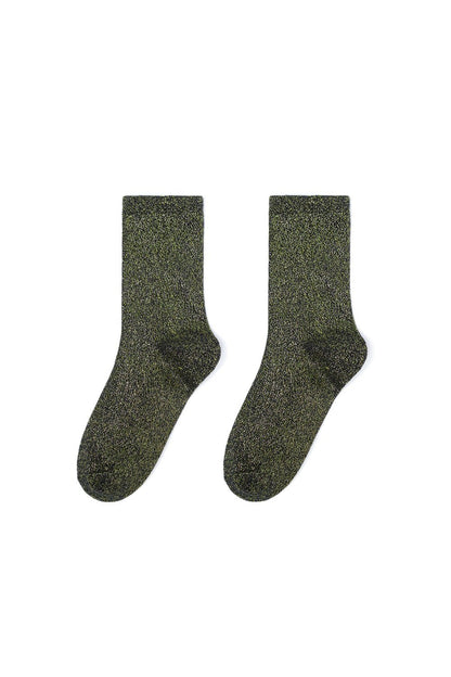 Yehwang: set van 3 paar glitter sokken - zwart
