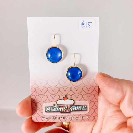 Le marché sucré: oorbellen goud en blauw