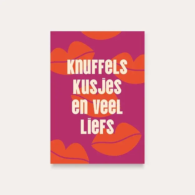 Dequ: kaart a6 - knuffels kusjes en veel liefs