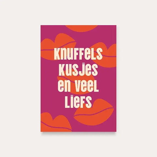 Dequ: kaart a6 - knuffels kusjes en veel liefs
