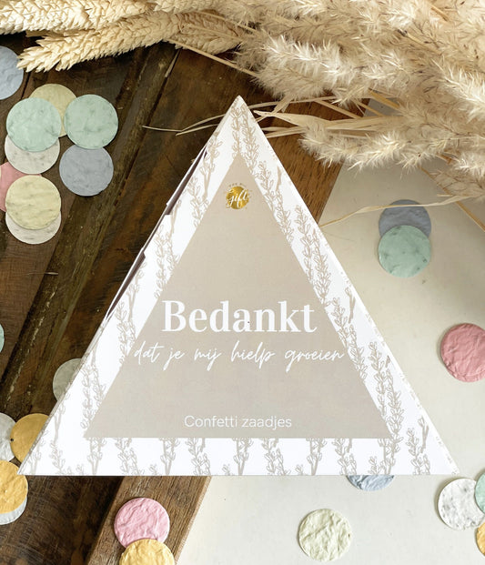 The big gifts: Confetti Zaadjes – Bedankt