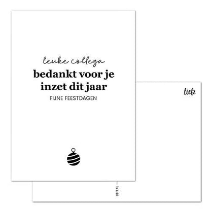 Liefz: Kerstkaart | Leuke collega bedankt voor je inzet