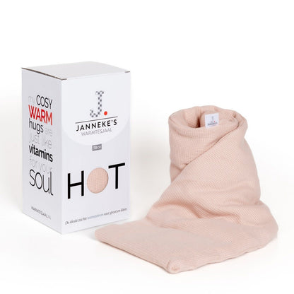 Janneke's warmtesjaal: fijne wafelstof nude roze