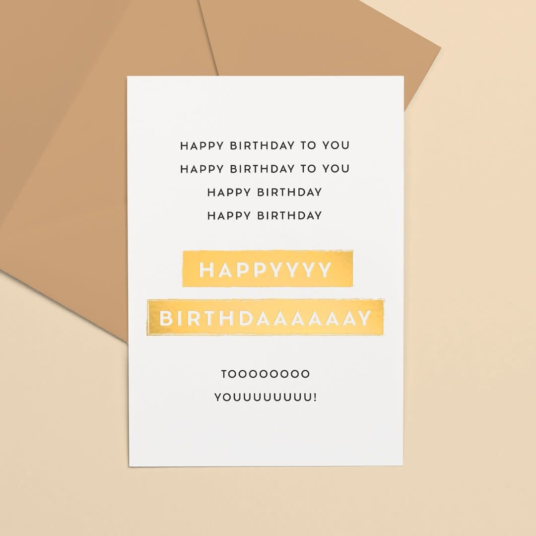Letters and Lines: kaart a6 goudfolie - happy birthday