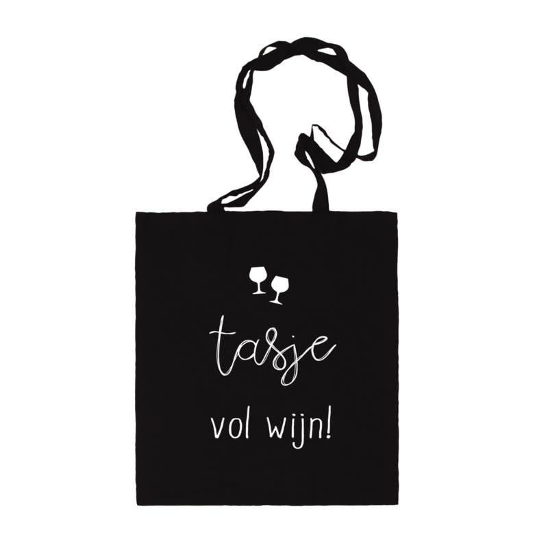 Winkeltje van Anne Katoenen tas |Tasje vol wijn | Zwart