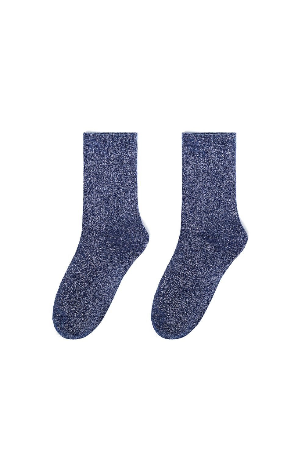 Yehwang: set van 3 paar glitter sokken - zwart