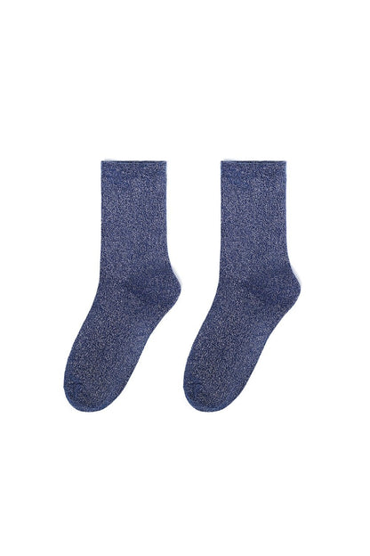 Yehwang: set van 3 paar glitter sokken - zwart