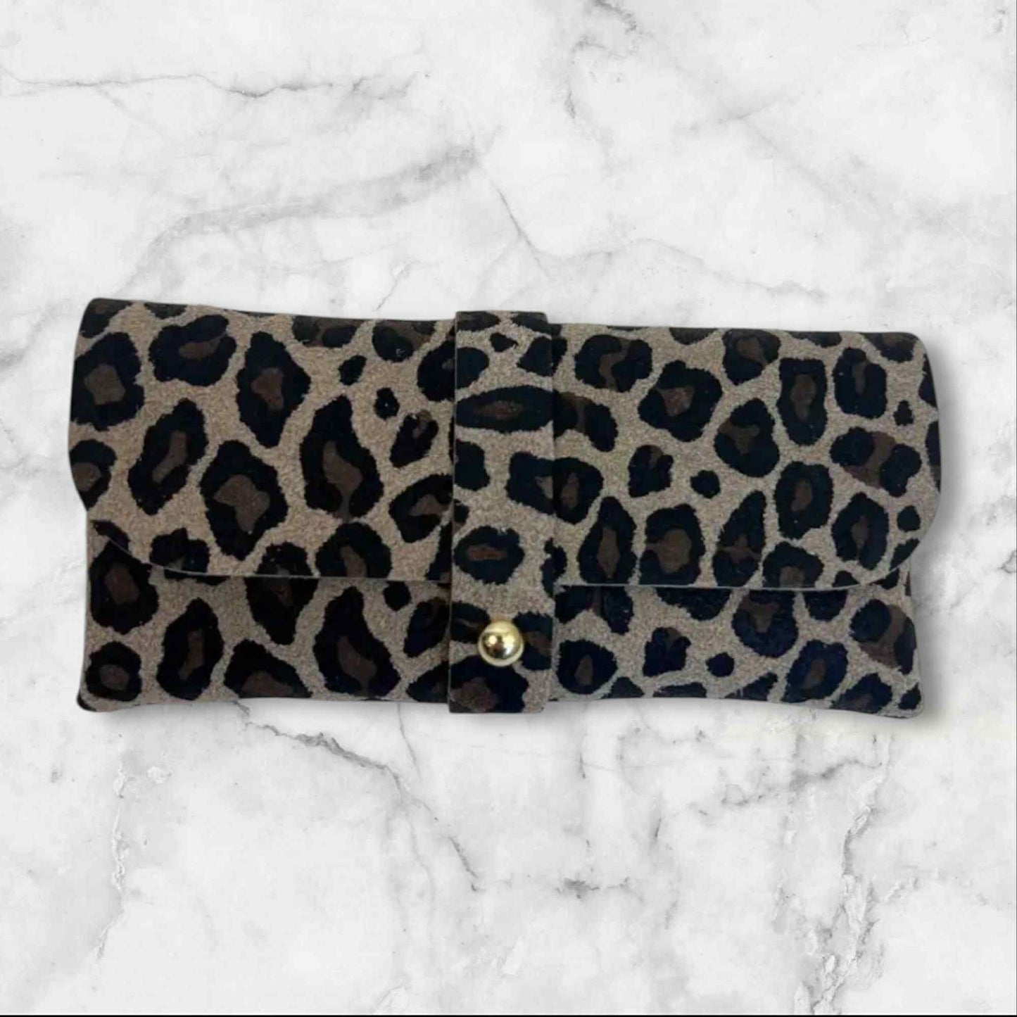 Wauw: Zonnebriltasje leder - leopard (1)