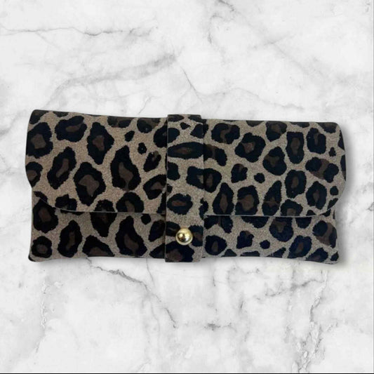 Wauw: Zonnebriltasje leder - leopard (1)