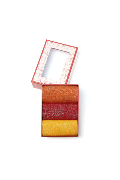 Yehwang: set van 3 paar glitter sokken - oranje