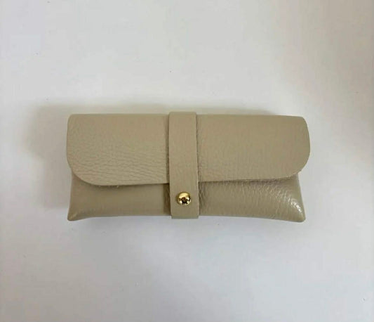 Wauw: Zonnebriltasje leder - beige