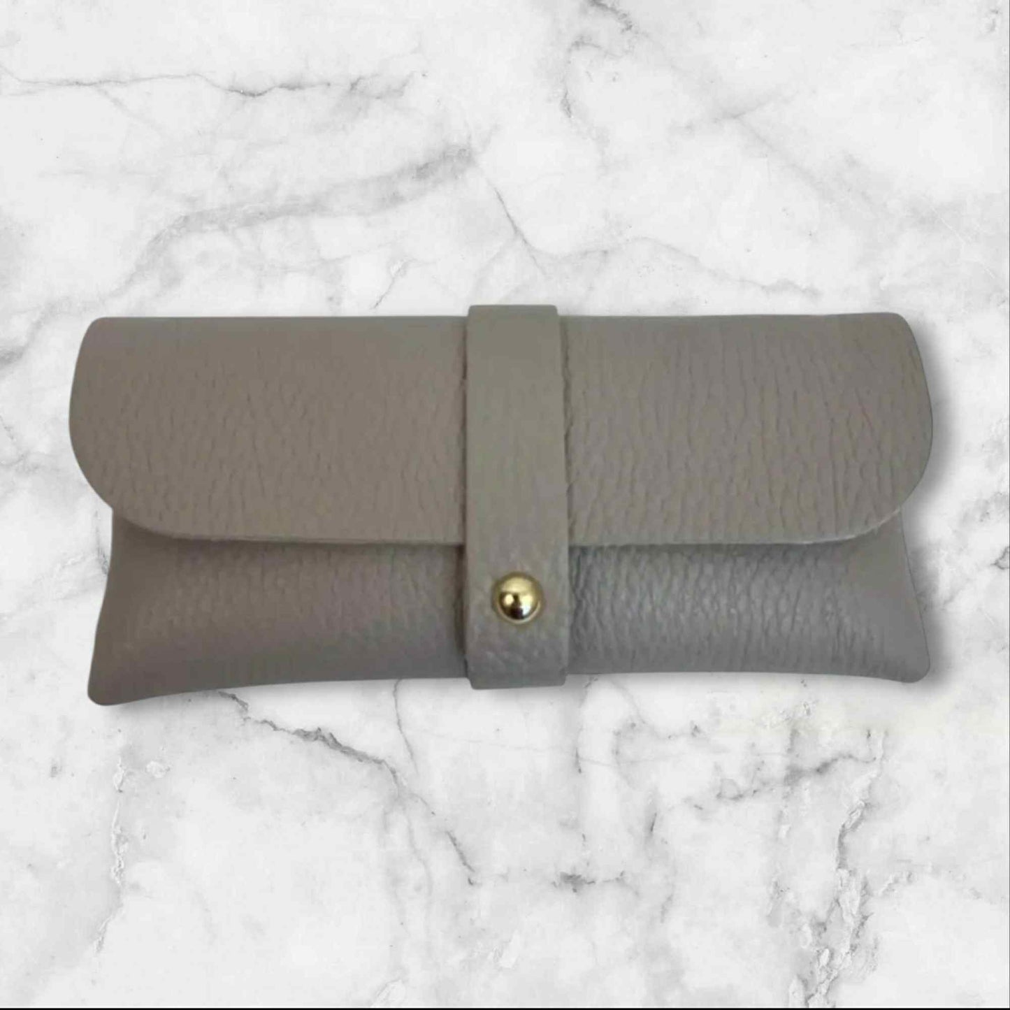 Wauw: Zonnebriltasje leder - licht taupe