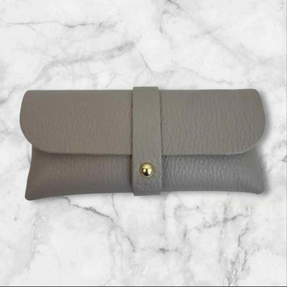 Wauw: Zonnebriltasje leder - licht taupe