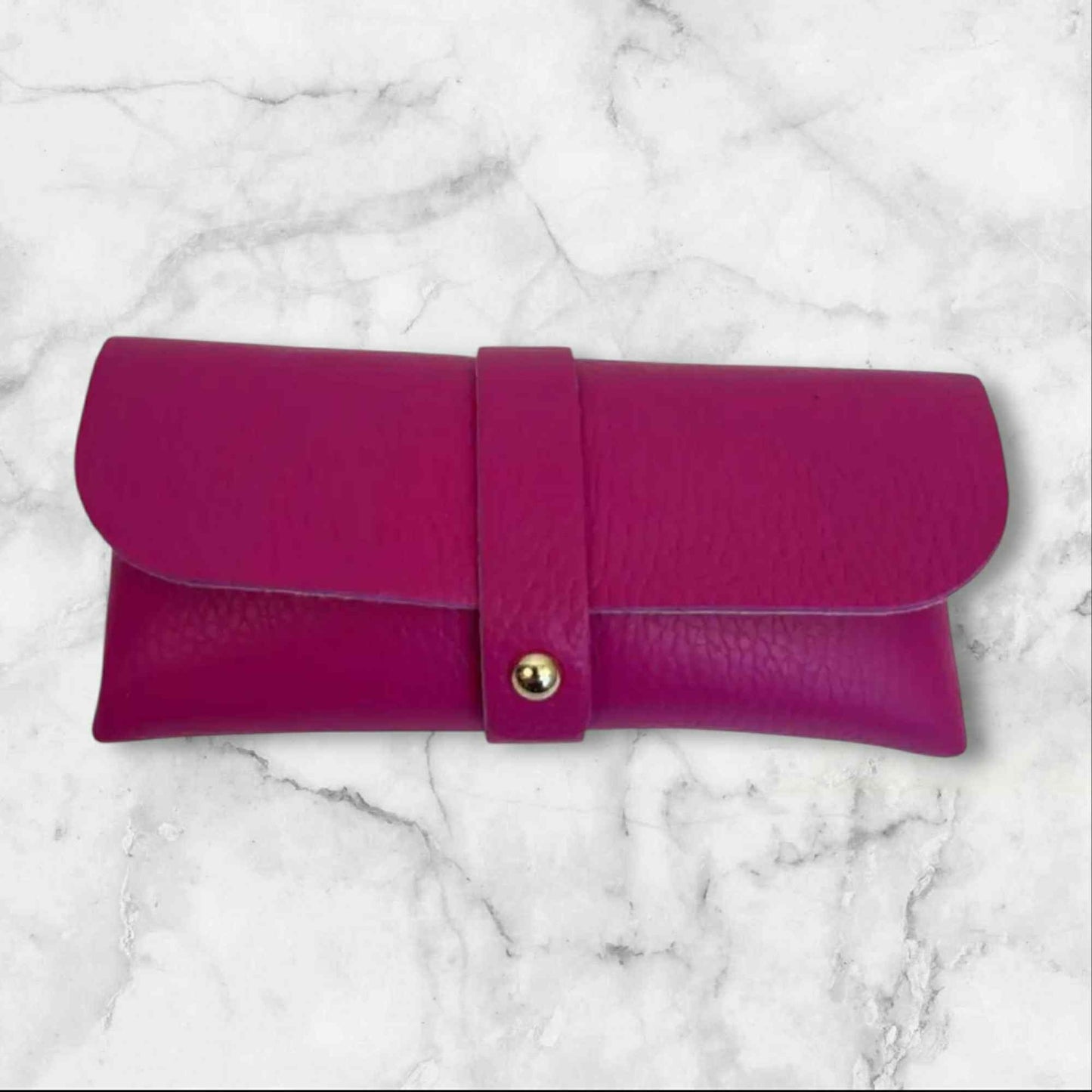 Wauw: Zonnebriltasje leder - fuchsia
