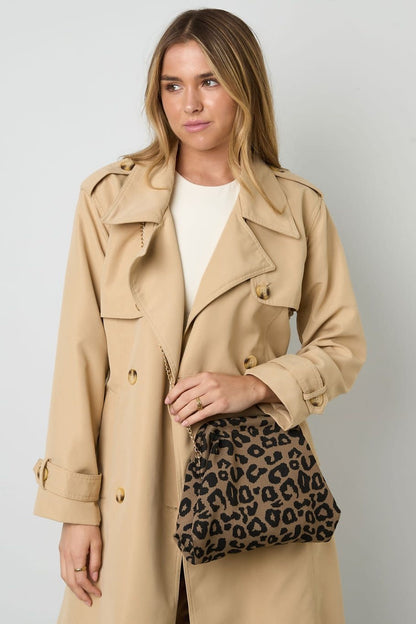 Yehwang: tas stof luipaardprint - khaki
