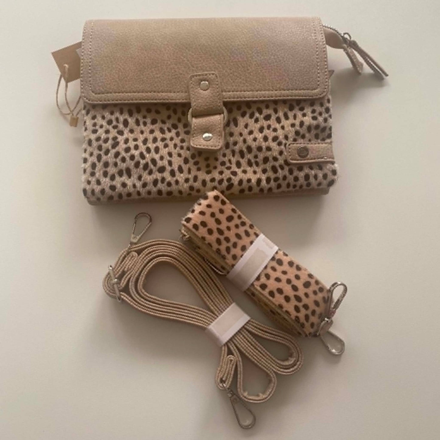 Handtas - schoudertasje Bremen - Taupe dot