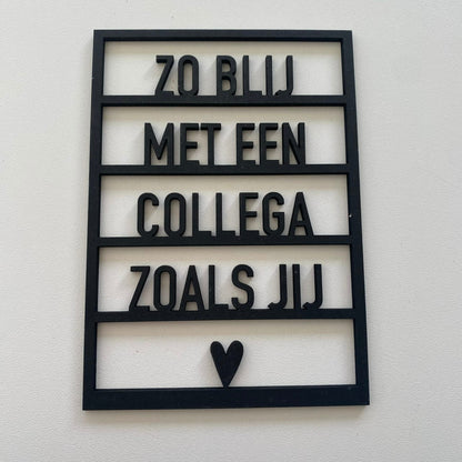 Uithout gesneden: houten ansichkaart a6 - zo blij met een collega als jij