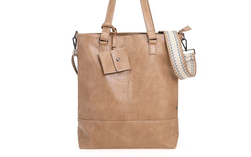 I'm dutch: handtas - schoudertas/shopper Le Mans - camel