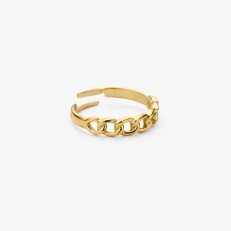 Liet & Joliet: Verstelbare ring met schakelmotief in stainless steel - goud