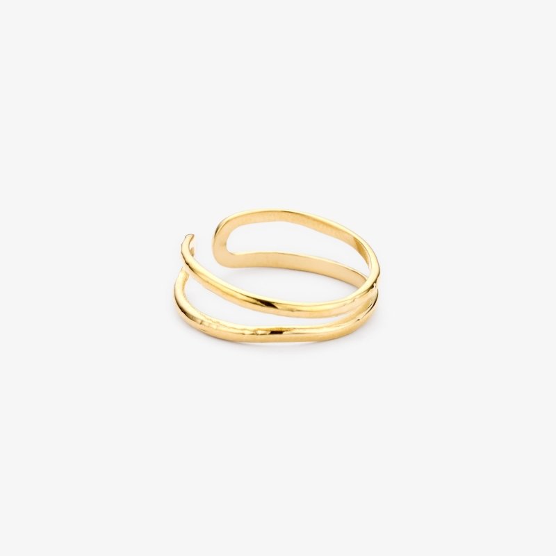 Liet & Joliet: Verstelbare ring met swirl-design in stainless steel - goud
