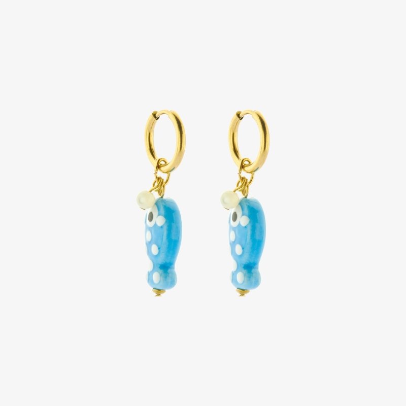 Oorbellen: vissen - blauw