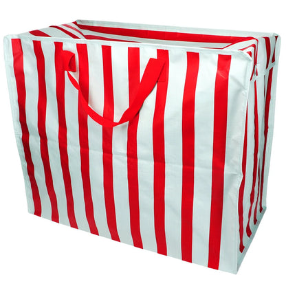 XL zak met rits | rood licht blauwe strepen