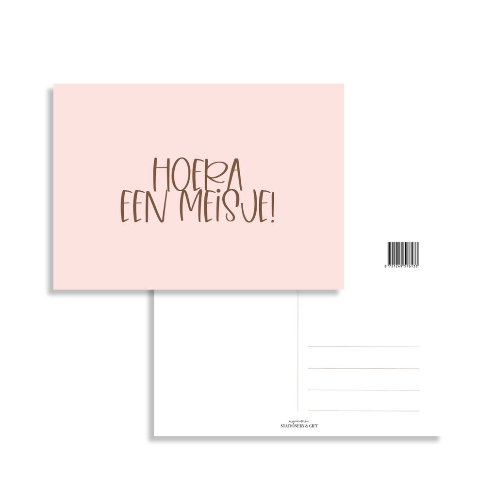 Stationery & gift: kaartje a6 - Hoera een meisje