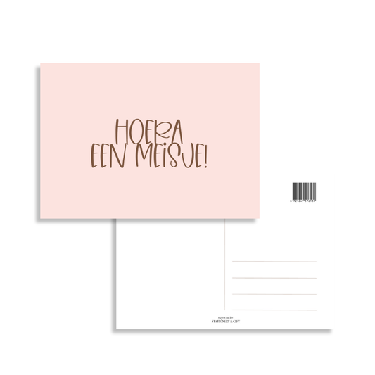Stationery & gift: kaartje a6 - Hoera een meisje