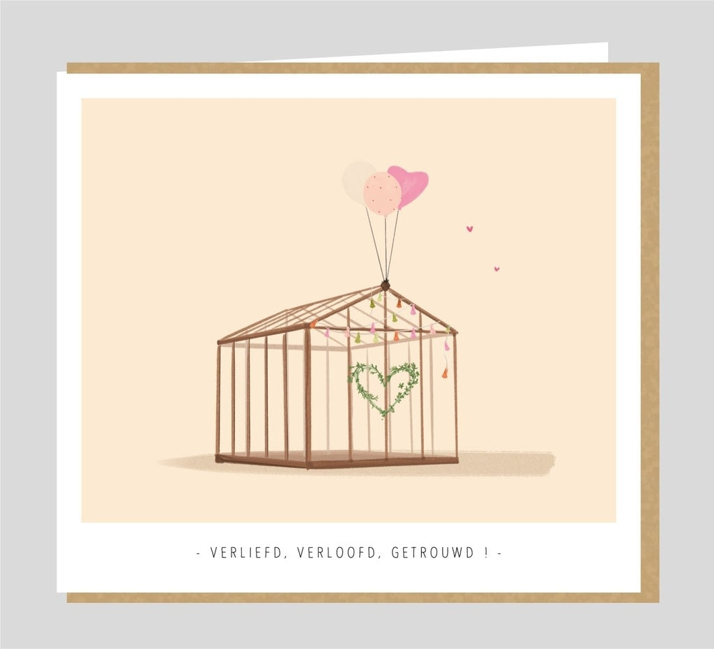 Studio Mie: kaart - Verliefd, verloofd , getrouwd