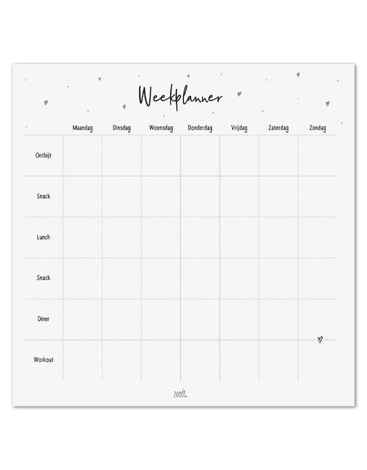 Zoedt: Maaltijdplanner notitieblok – Overzichtelijke weekplanner voor ontbijt, lunch, diner, snacks en workouts. Perfect voor een gezonde en georganiseerde week!
